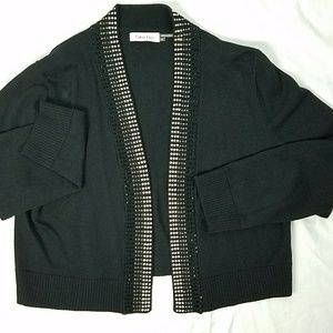 Calvin Klein Crystal Trim Open Crop Sweater Sz  M